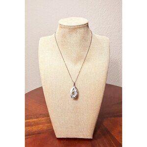 Women's Silvertone Druzy Agate Chunk Pendant Necklace